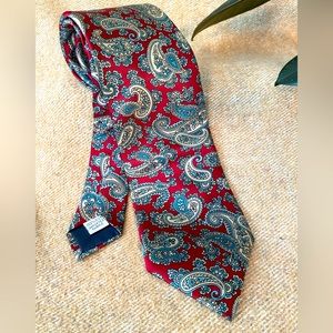 (Silk👔 6 for $30) Grant Vintage Blue and Red Tie